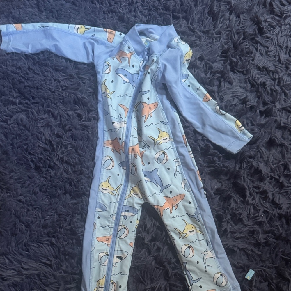 Kids Shark Print One Piece Caden lane 6-12 months